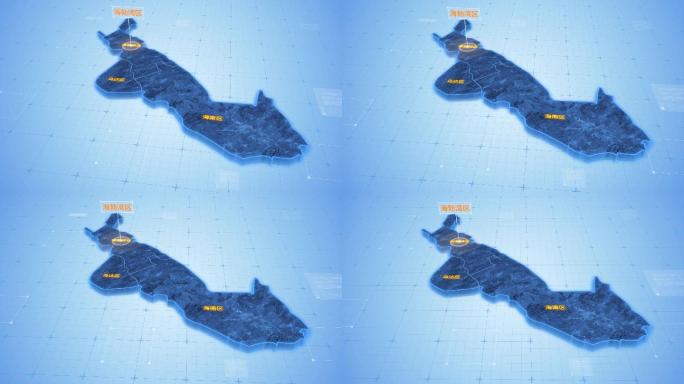 乌海海勃湾区三维科技地图ae模板