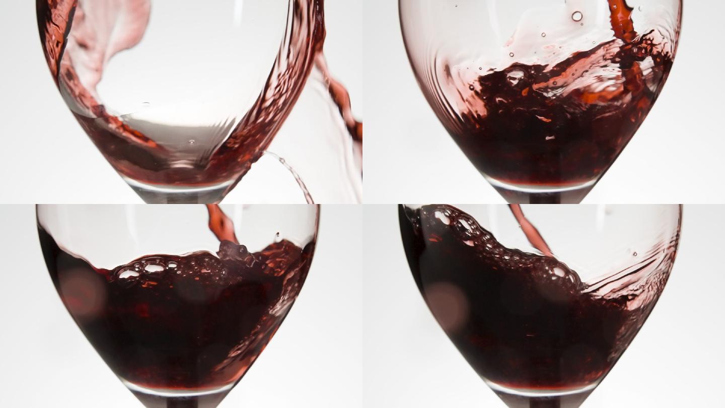 红酒从玻璃杯中溢出