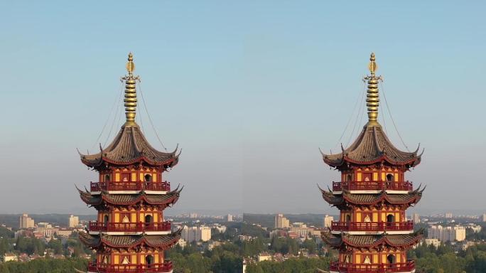 南京鼓楼古鸡鸣寺古建筑城市地标风光航拍