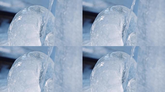 山泉的特写镜头冰川水源冰雪消融淡水资源