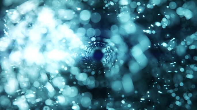 蓝色粒子流动画空间感虫洞黑洞4K素材
