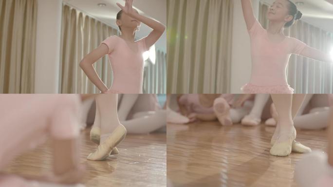 小学生小女孩练功房练功服跳舞少儿舞蹈演示
