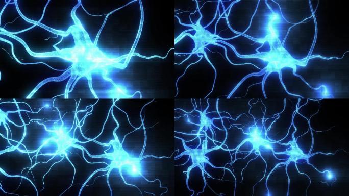 人工智能，电脉冲抽象神经元系统的3d动画