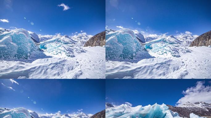 西藏来古冰川蓝冰延时摄影然乌湖