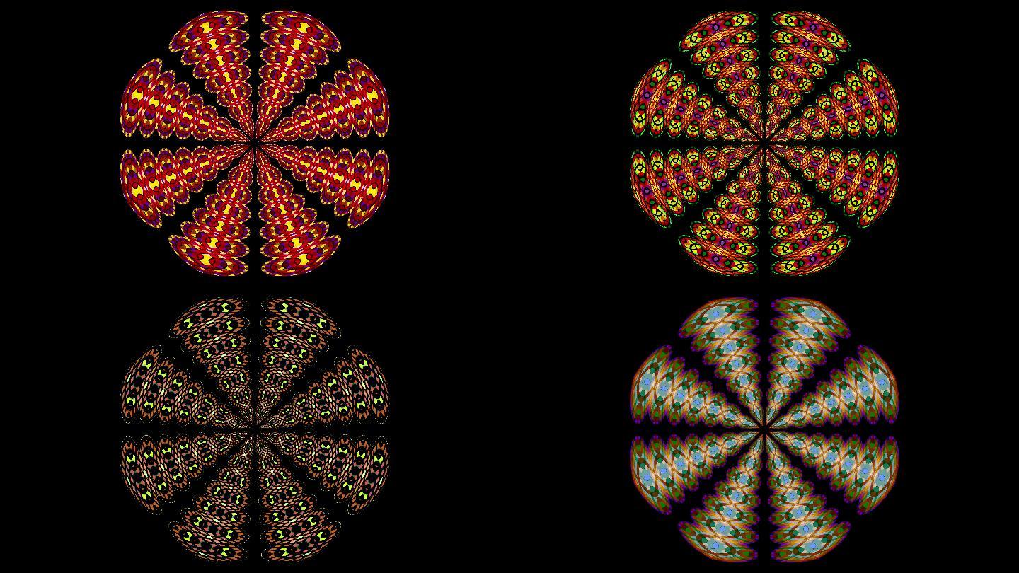 多色花形结构特效视频抽象