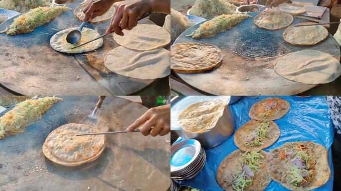 印度蛋饼飞饼煎饼印度街头小吃美食