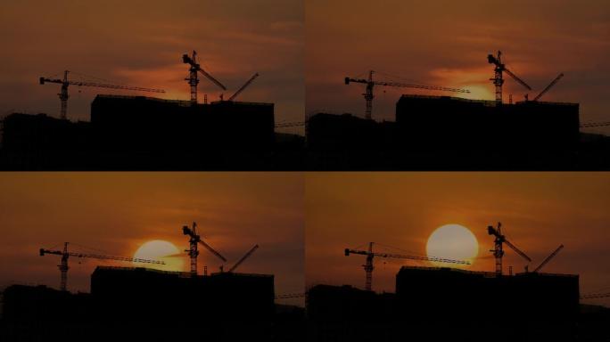 建筑工地日出