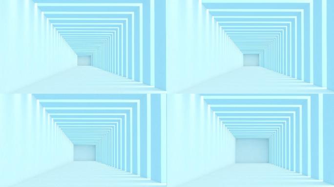 抽象走廊动画白色特效元素穿梭空间概念