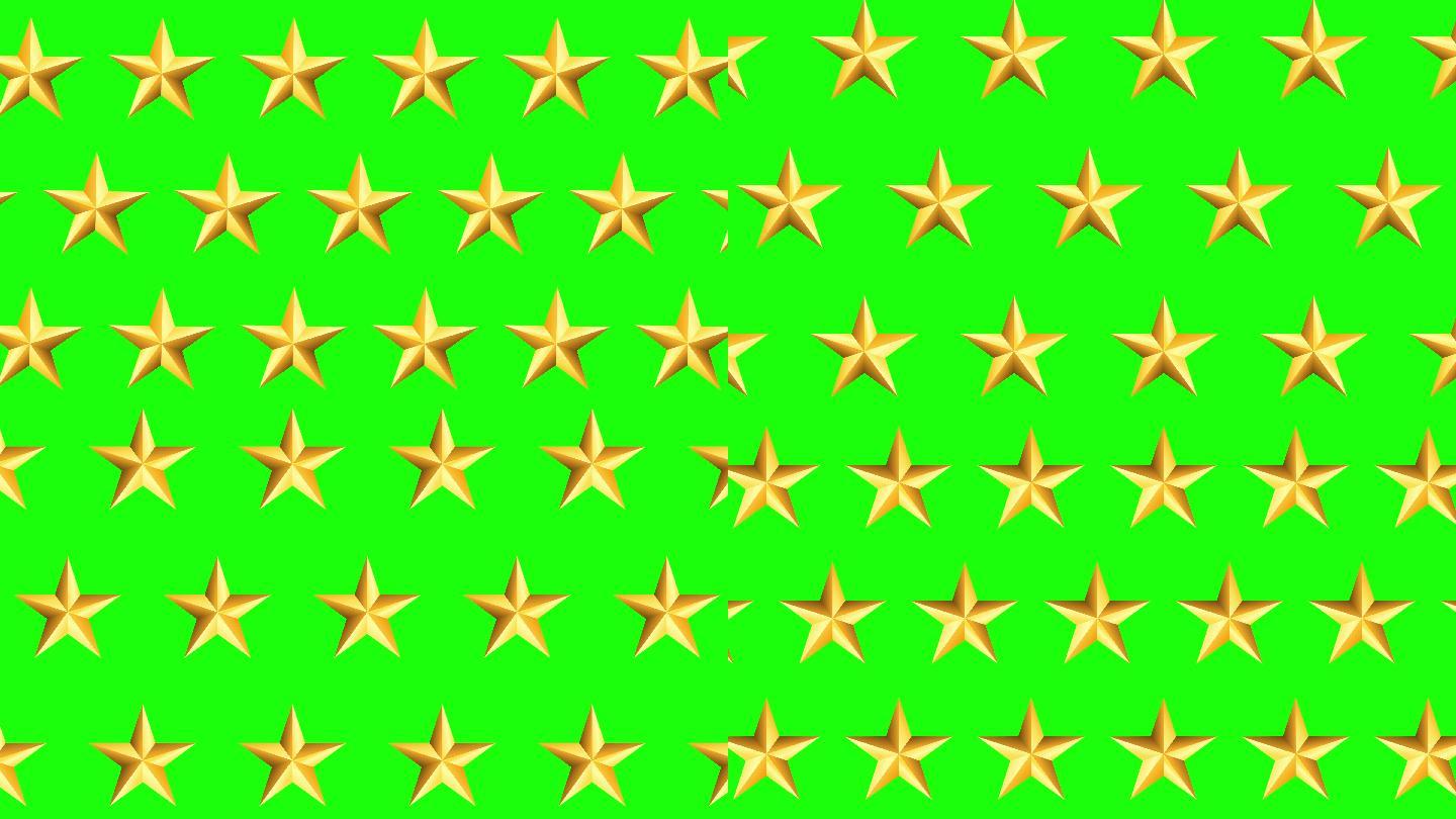 绿色背景上的星星五角星排列组合