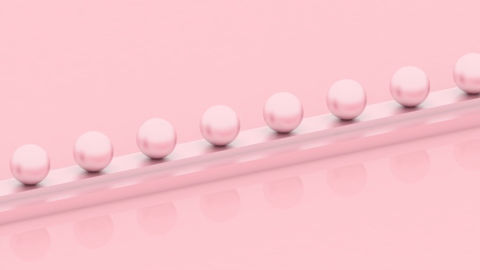 粉色背景中的铬球化妆品营养品动画片