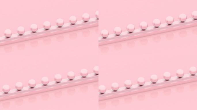 粉色背景中的铬球化妆品营养品动画片