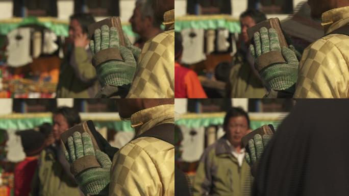 拉萨 藏民 大昭寺 朝跪拜 西藏 街景