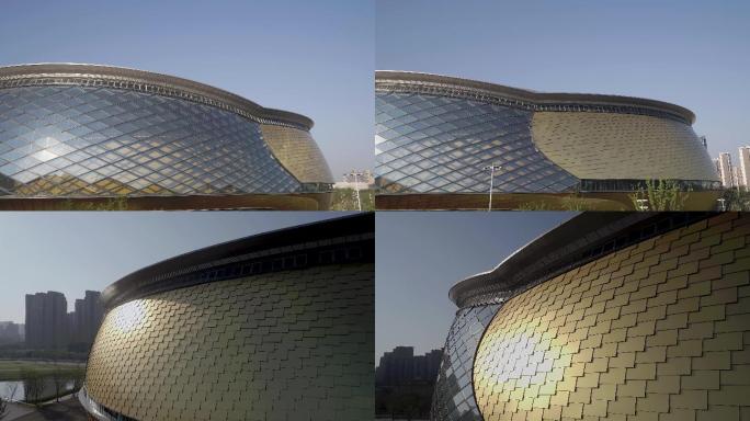 杭州运河亚运公园乒乓球馆特写航拍