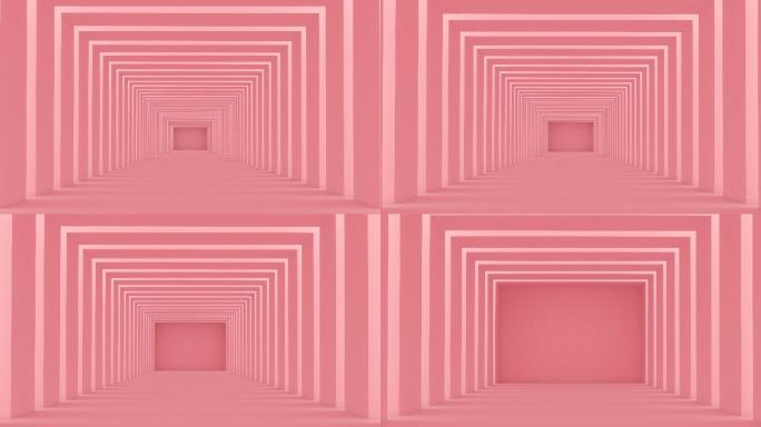 红色隧道抽象空间概念超现实粉色隧道穿越