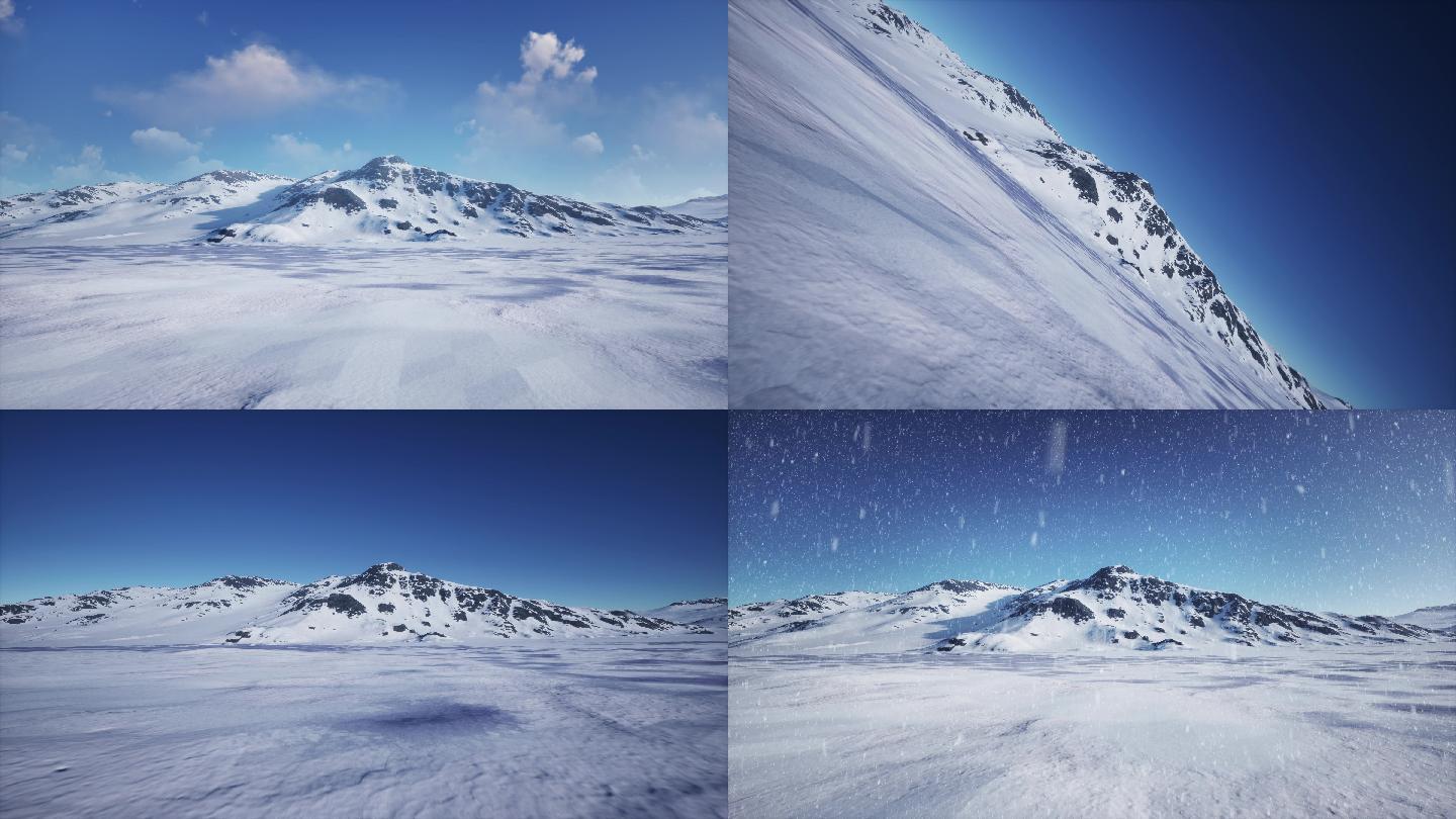 雪山高原高寒下雪背景4k