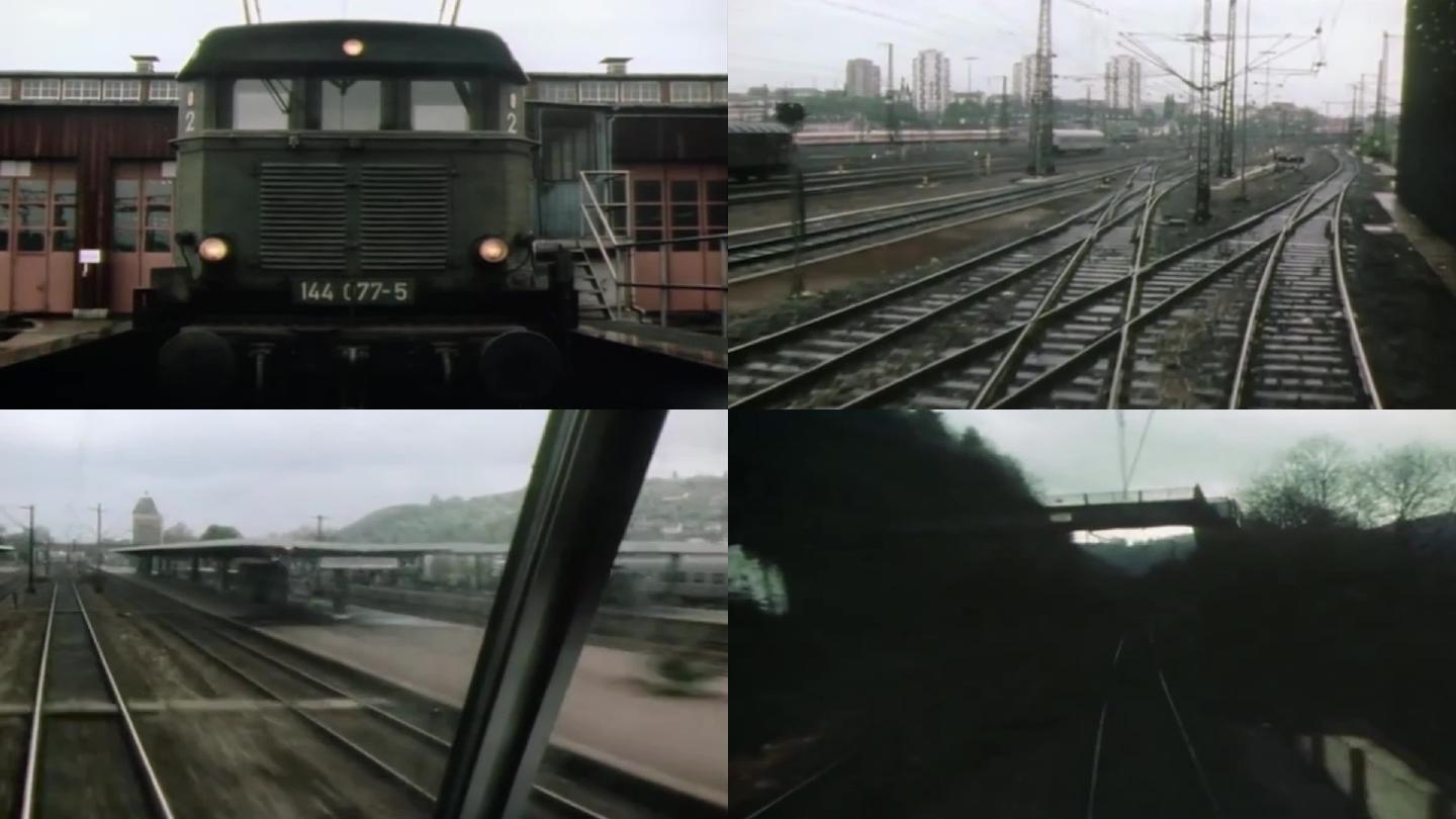 70年代火车头出站第一视角行驶铁轨