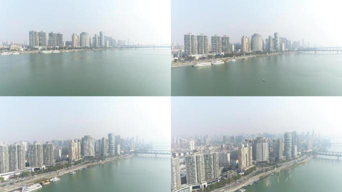 襄阳汉江岸边城市建筑