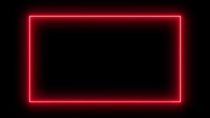 矩形霓虹灯框架红色边框发光线条红色