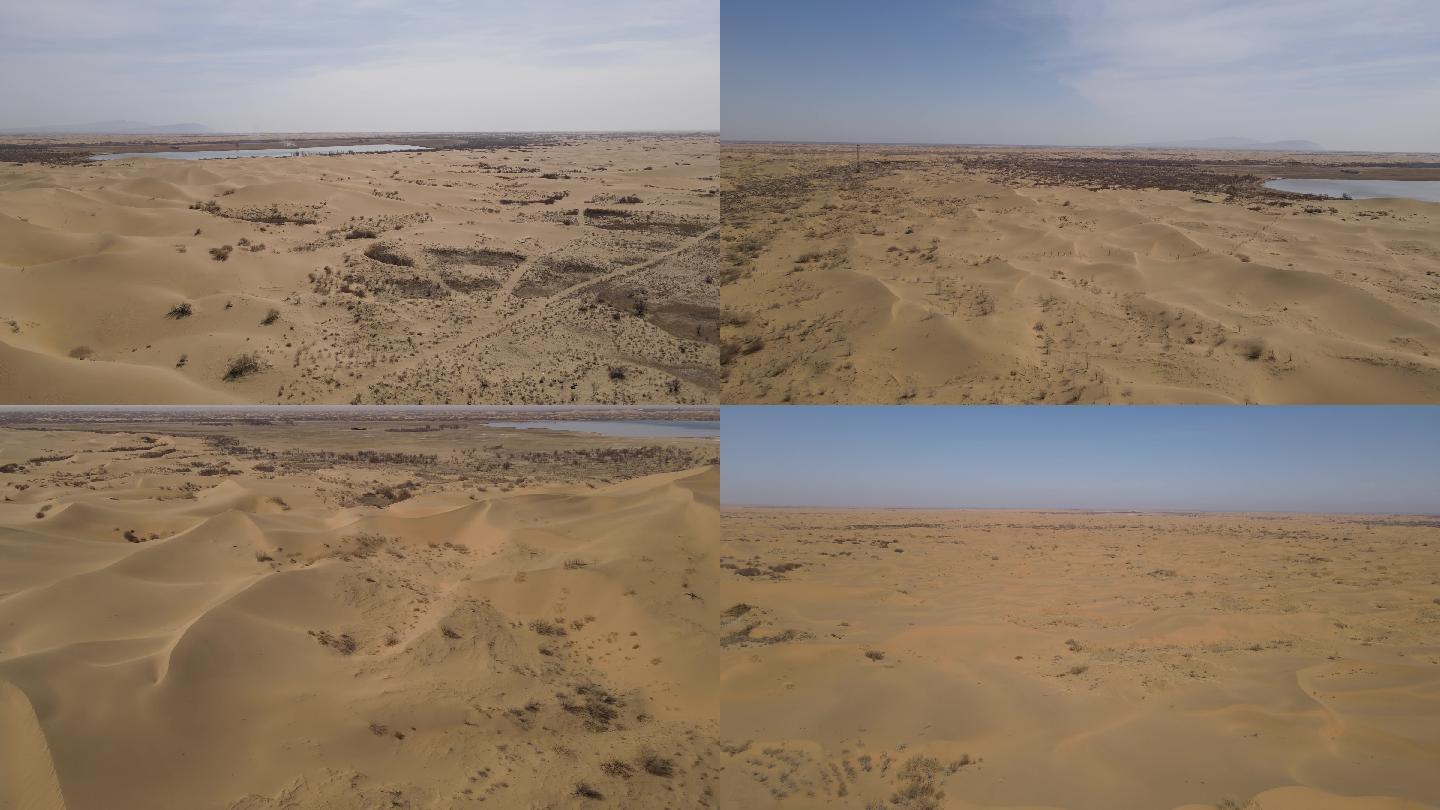 沙漠 库布齐沙漠  冲沙 沙漠中的湖湖水