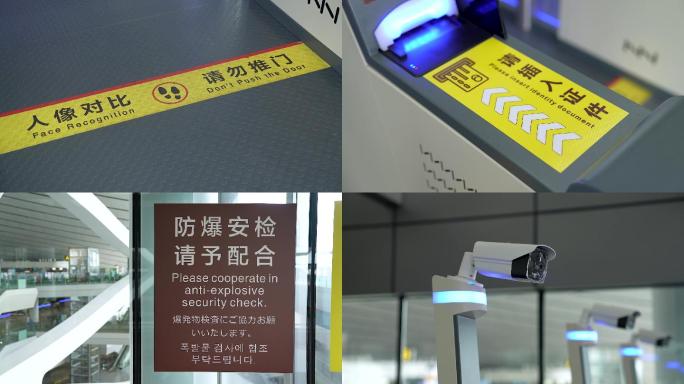 机场进站口闸机显示禁止提醒标志