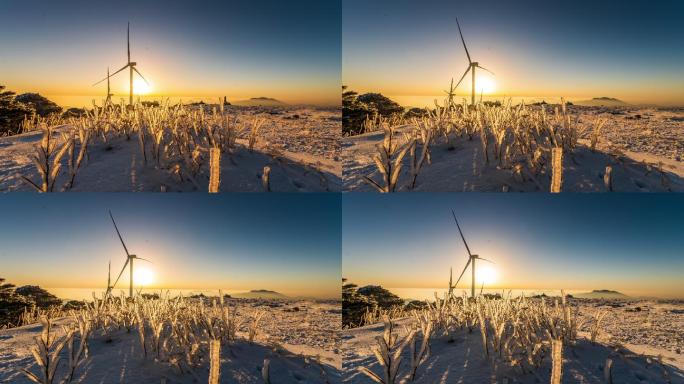 台州黄岩温州永嘉大寺基尖雪景日出延时4K