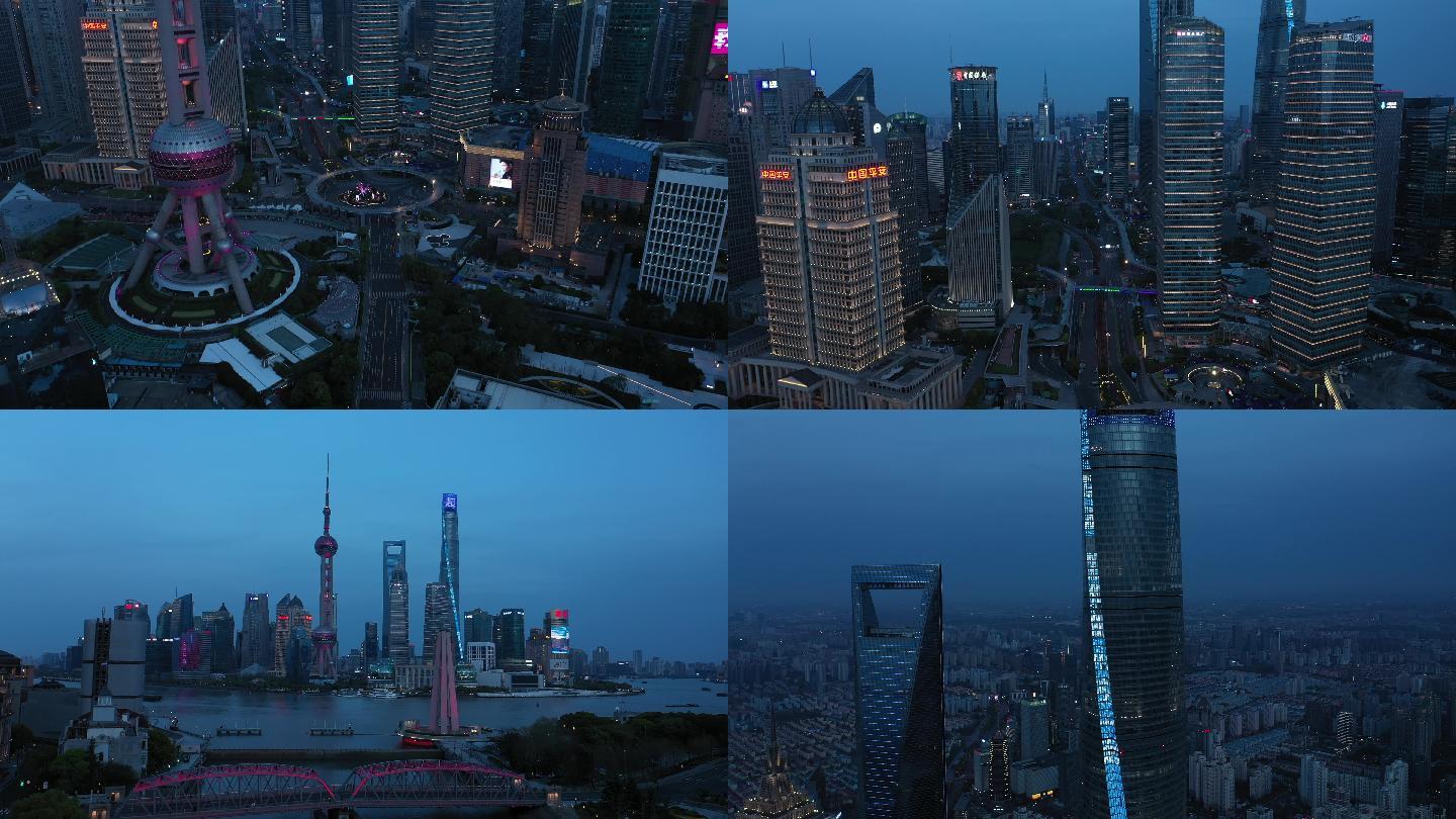 上海疫情，浦东封控夜景航拍，城市暂停