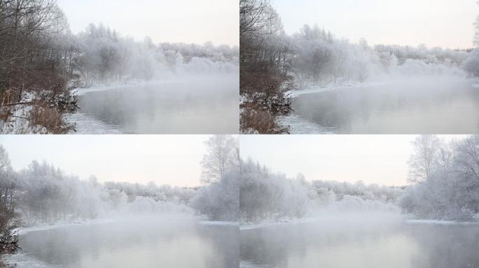 雾凇 冰雪 河流 东北 雪景
