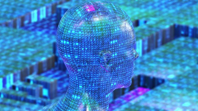 三维人体头部动画AI智能科技未来科技感