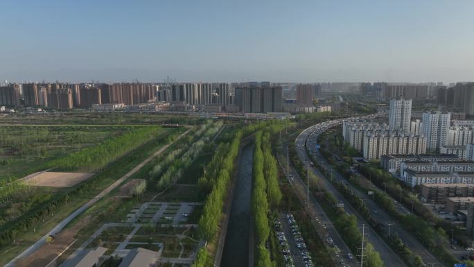 西安城市风光素材西三环城市绿化生态环境