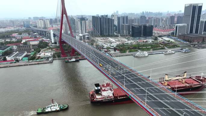 2022上海疫情封城管控杨浦大桥航拍