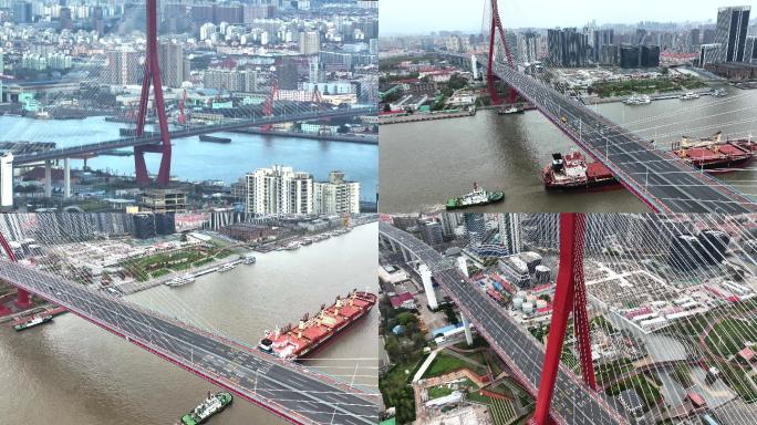 2022上海疫情封城管控杨浦大桥航拍
