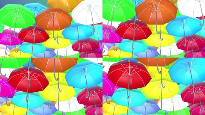 彩色雨伞的3D抽象背景