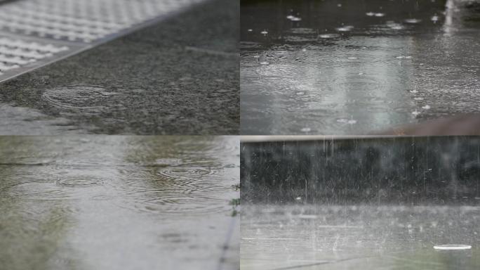 高清下雨雨滴雨水素材4K