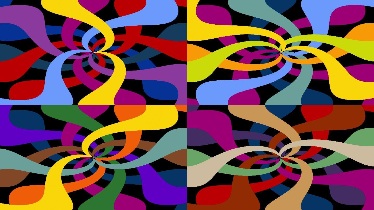 抽象多色扭曲线素材视频元素