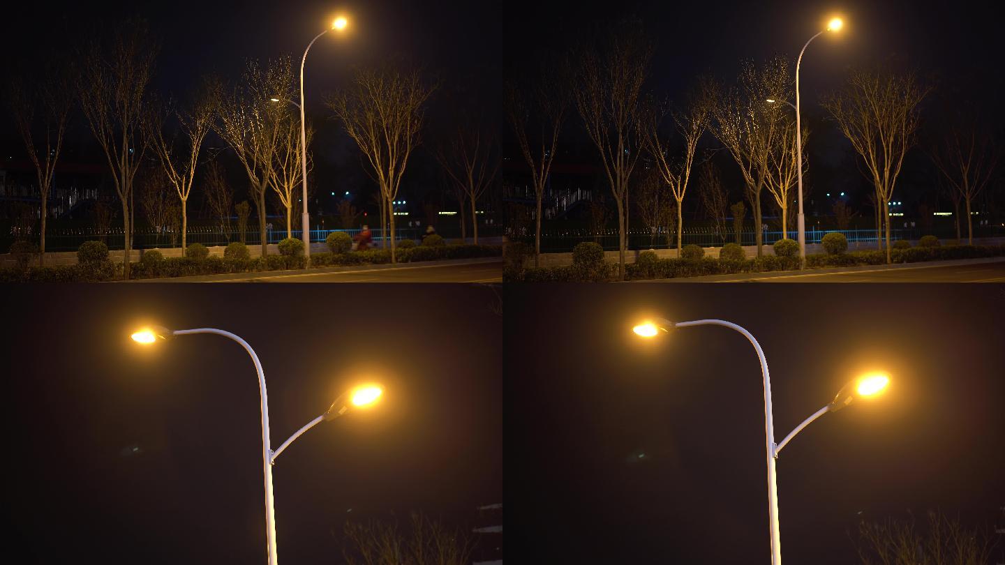 路灯 夜晚街边路灯 城市照明