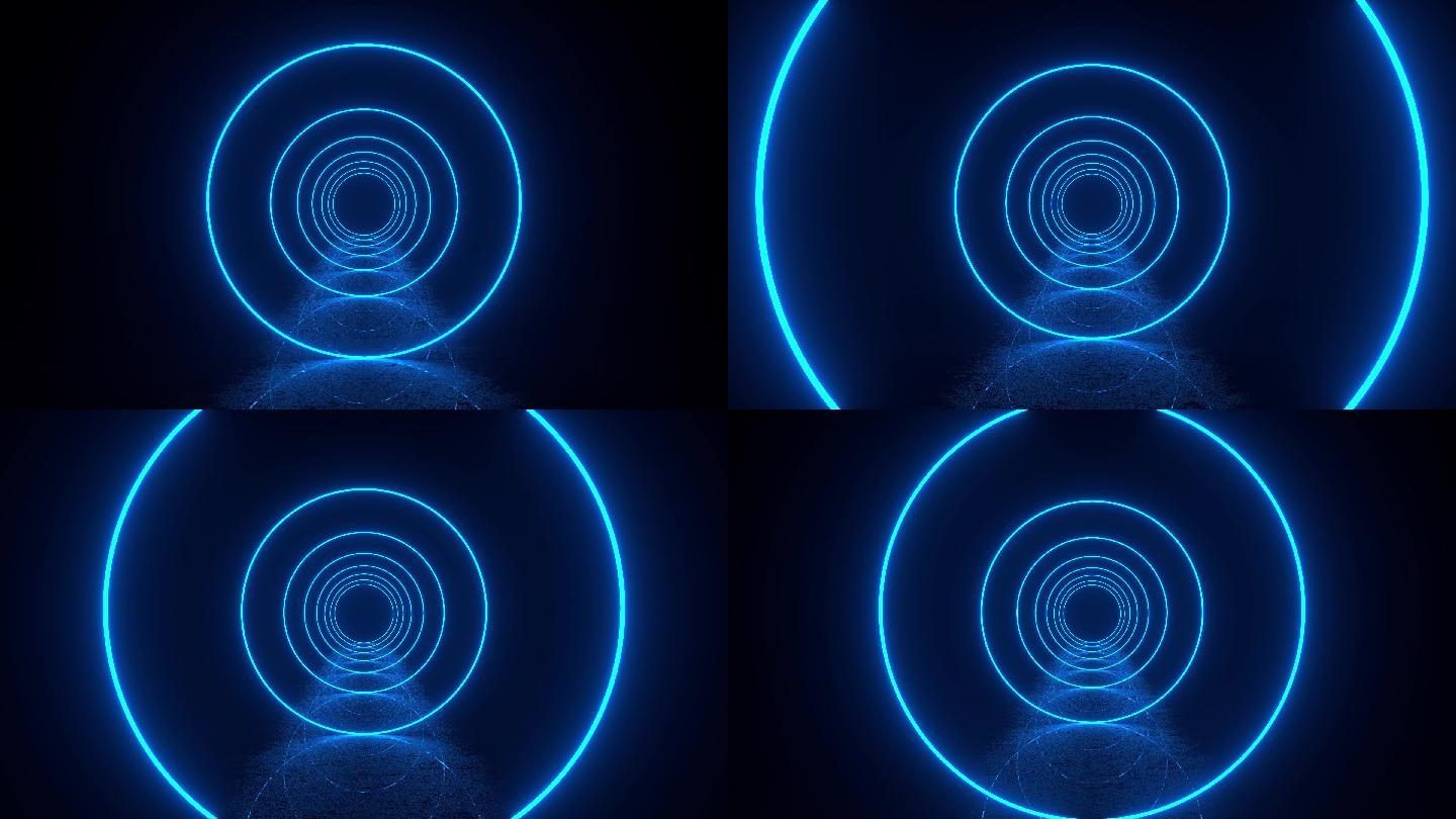4K未来霓虹灯紫外线荧光灯隧道