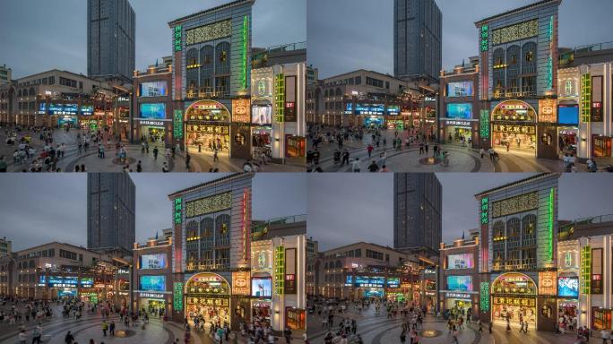 广州北京路商业步行街人流延时摄影4k画质