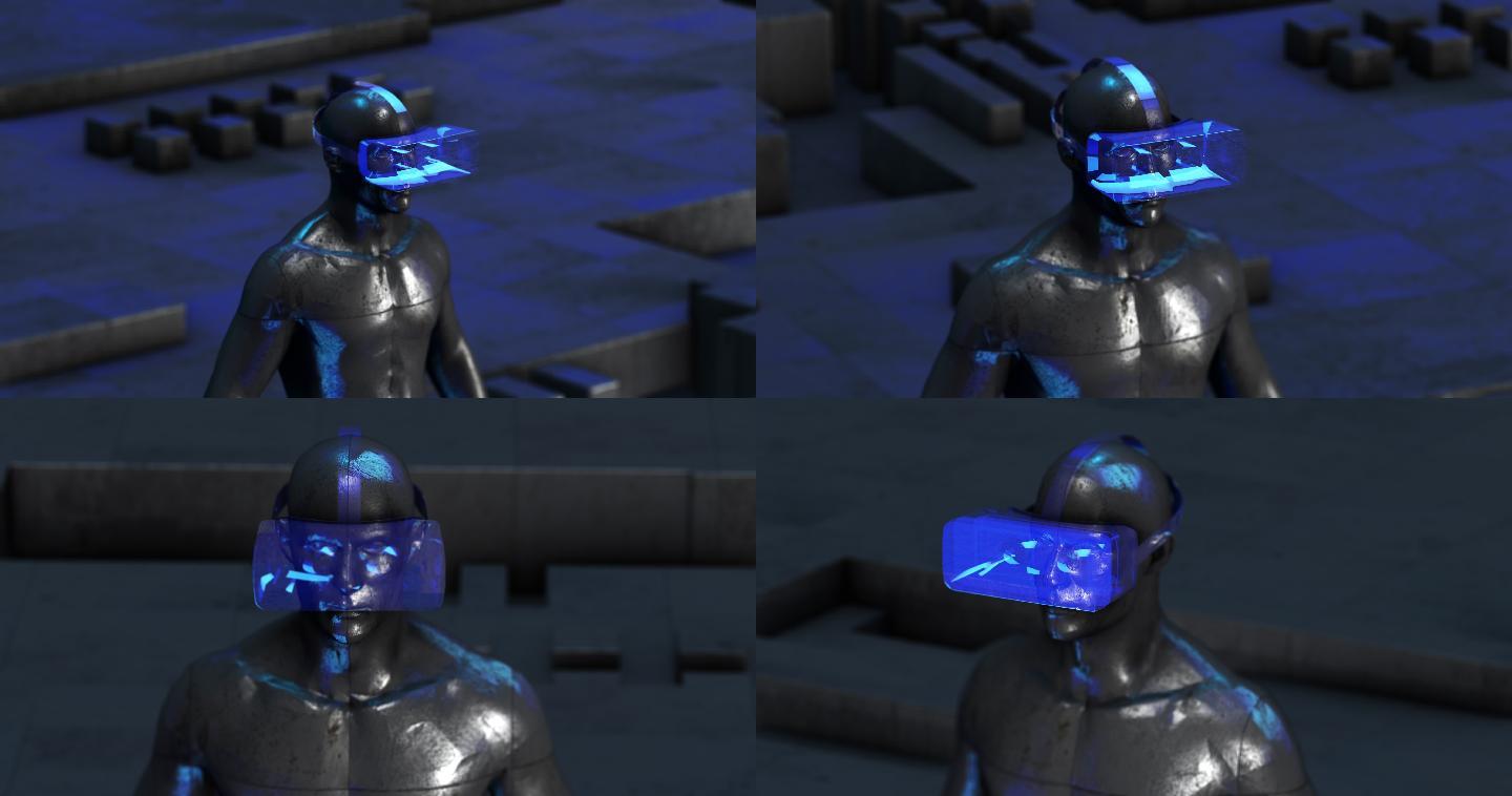 男士佩戴虚拟现实眼镜动画