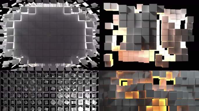 全息裸眼3D方块运动立体投影原创可商用