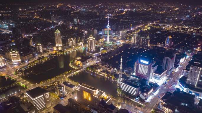 南通城市风光夜景航拍延时空镜4K