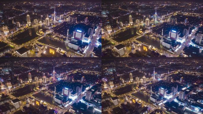 南通城市风光夜景航拍延时空镜4K