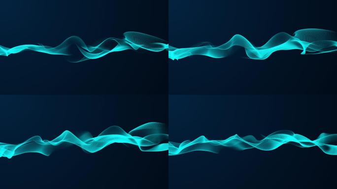 抽象波纹动画蓝色光波丝绸光效能量光束