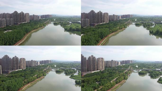 城市公园  洛阳湖面风景航拍
