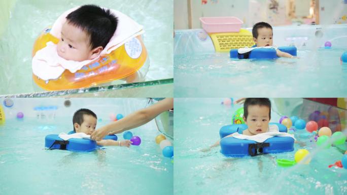 婴儿小孩游泳实拍素材（原创）