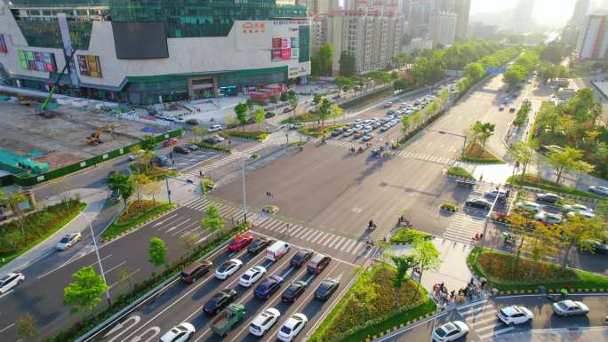 佛山汾江南路魁奇路佛山地铁站航拍