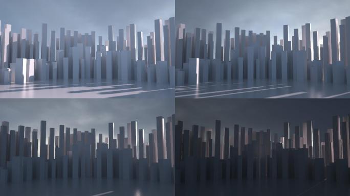 抽象现代城市摩天大楼和光与影延时动态视频