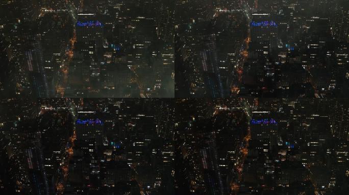 夜间的曼哈顿中城鸟瞰图