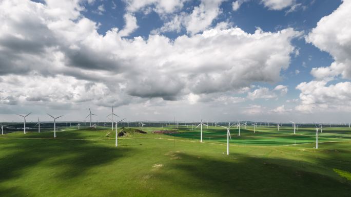 草原上风力发电场绿色节能环保涡轮机清洁能