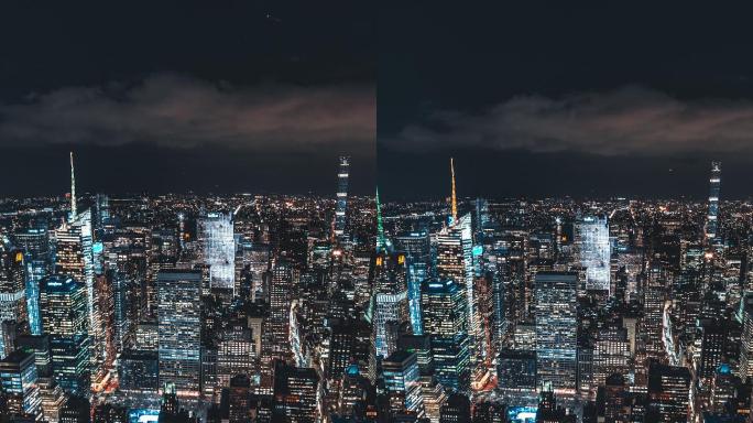 纽约市曼哈顿夜景美国繁华都市竖屏