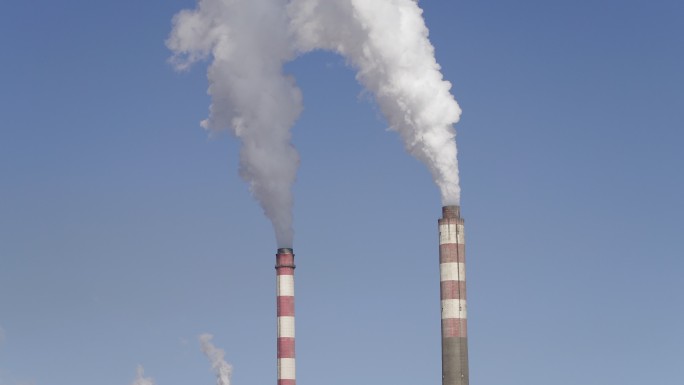 火力发电站鸟瞰图化工厂工业二氧化碳气体排